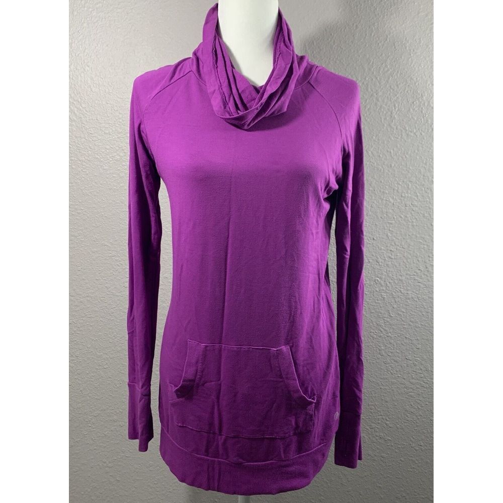 Mondetta Womens Purple Cowl Neck‎ Rayon Spandex Tunic Pocket Thumb Holes  M